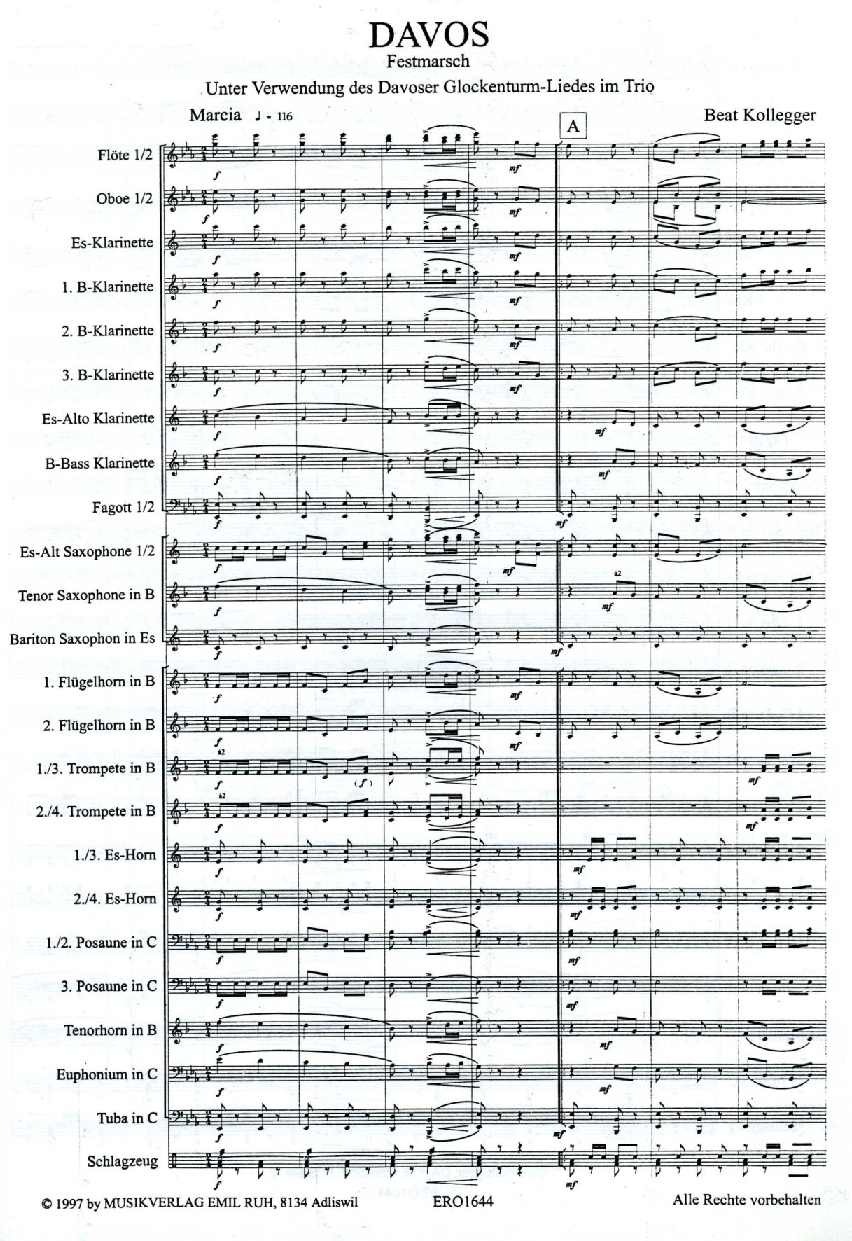 Komposition Blasorchester Beat Kollegger - Davoser Marsch